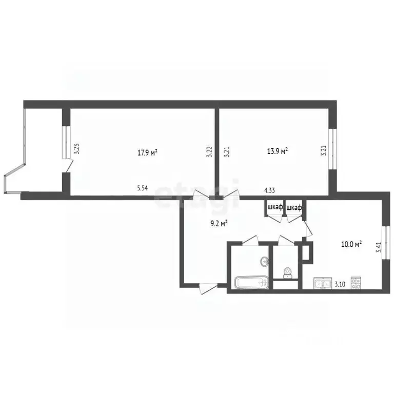 2-к кв. Московская область, Королев ул. Горького, 3 (58.6 м) - Фото 2