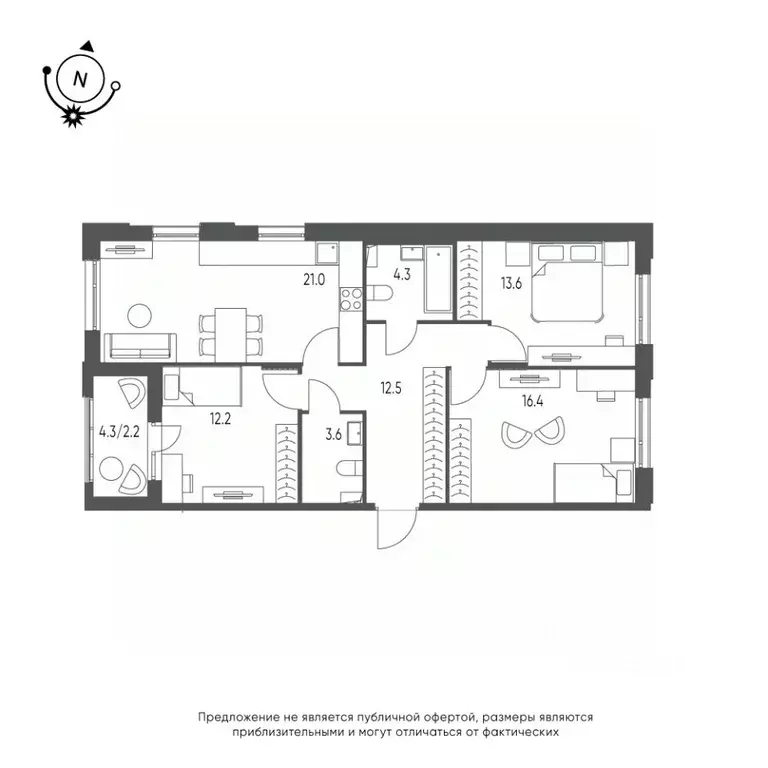 3-к кв. Омская область, Омск Зеленая река мкр, 14 (85.0 м) - Фото 0