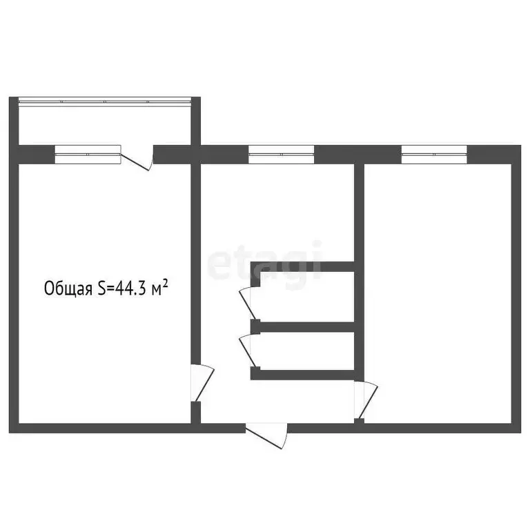 2-комнатная квартира: Юрга, улица Никитина, 32 (44.3 м) - Фото 0