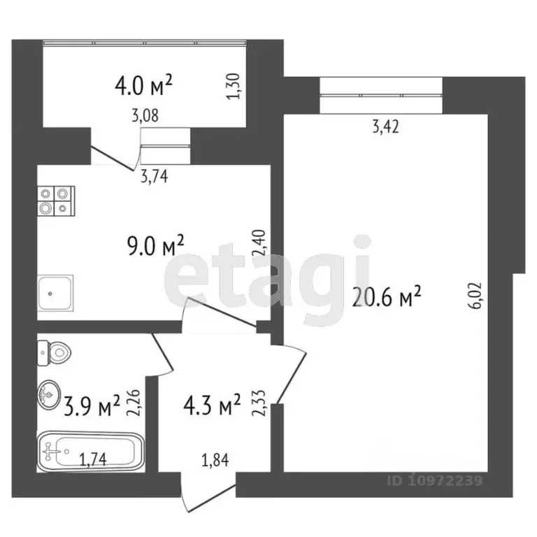 1-к кв. Башкортостан, Стерлитамак ул. Тукаева, 14А (35.4 м) - Фото 2