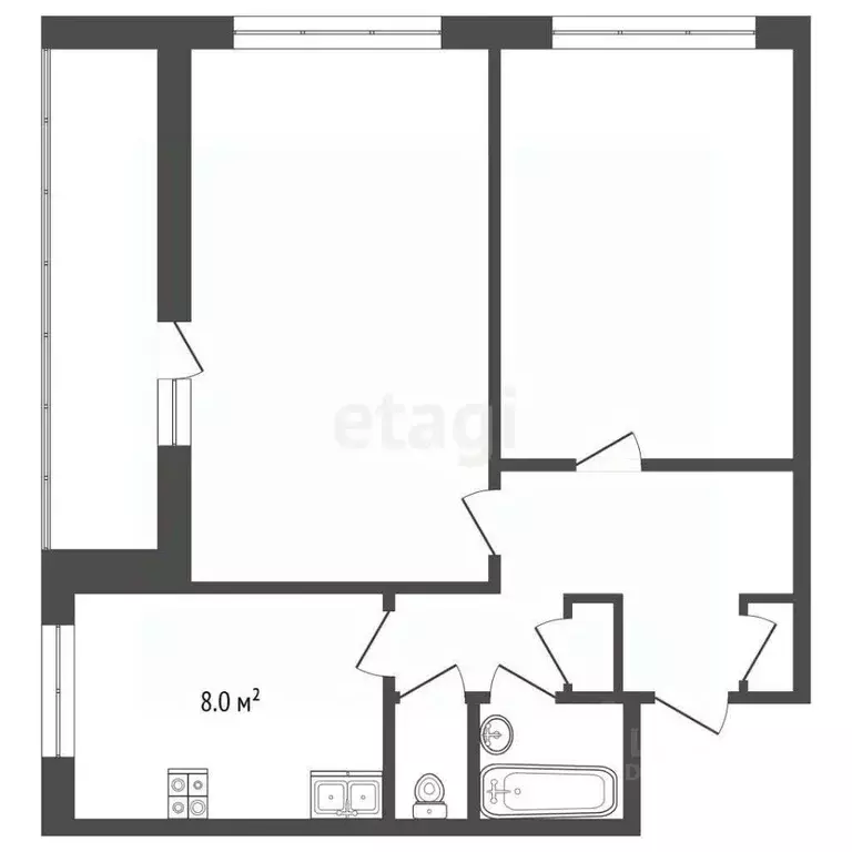 2-к кв. Омская область, Омск ул. Ватутина, 11А (48.7 м) - Фото 1