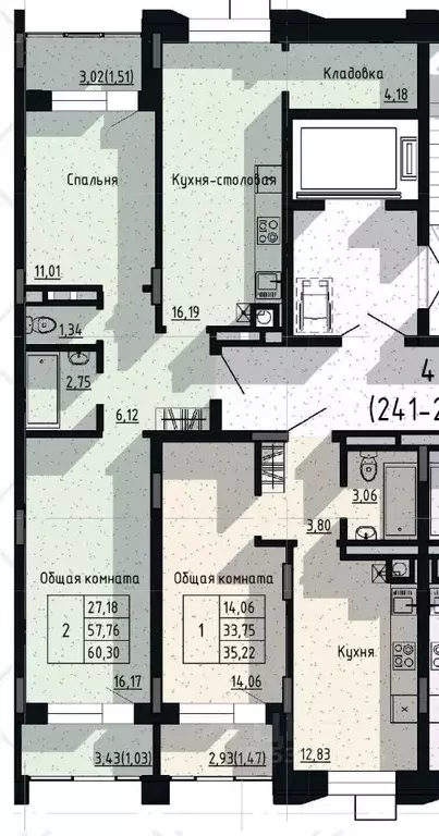 2-к кв. Саха (Якутия), Якутск пос. Геологов,  (60.3 м) - Фото 1