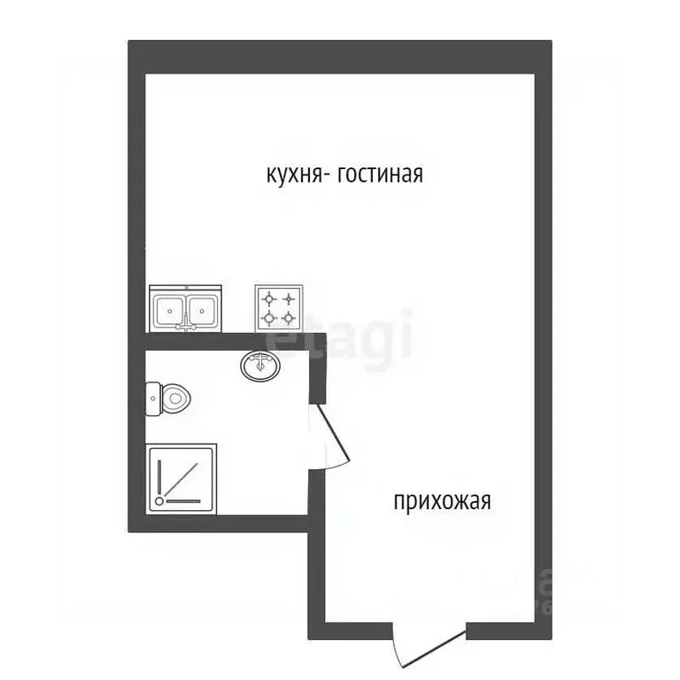 Студия Краснодарский край, Анапа ул. Поликарпова, 2к10 (26.3 м) - Фото 2