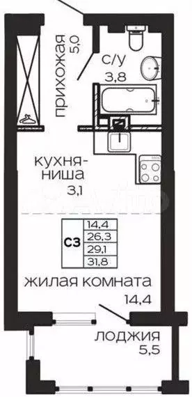 Квартира-студия, 35 м, 15/17 эт. - Фото 0