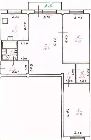 3-к кв. Карелия, Петрозаводск Кондопожская ул., 7 (58.4 м) - Фото 2