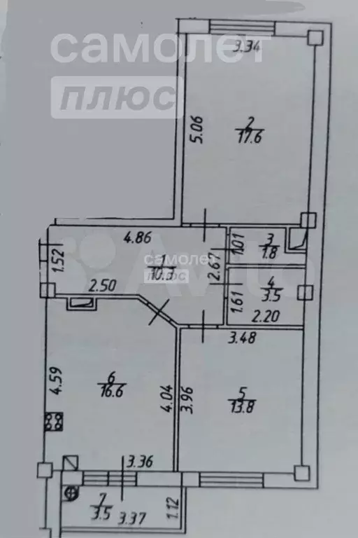 2-к. квартира, 63,6 м, 5/14 эт. - Фото 0