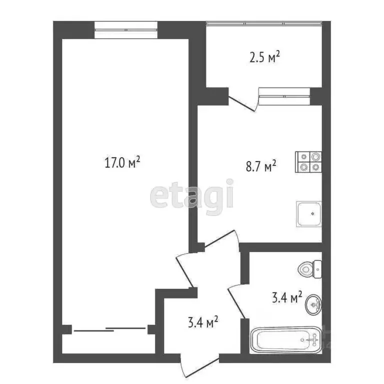1-к кв. Тюменская область, Тюмень ул. Ветеранов Труда, 9Ак3 (32.4 м) - Фото 1