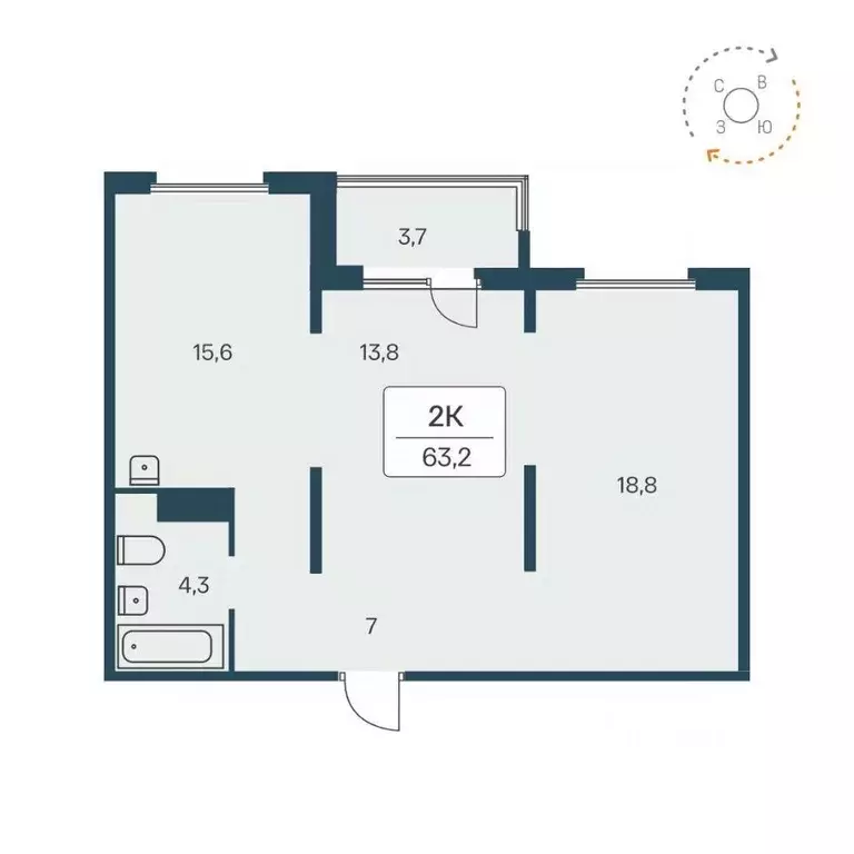 2-к кв. Новосибирская область, Новосибирск Кедровая ул., 80/1 (63.2 м) - Фото 0