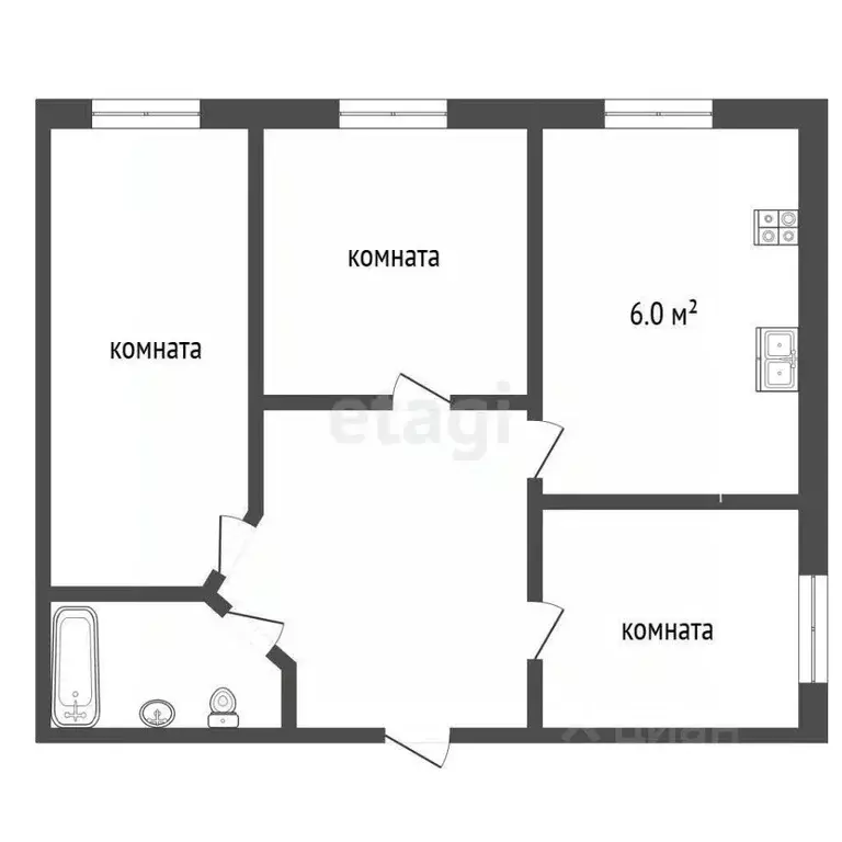3-к кв. Ростовская область, Азов Азовский район, ул. Макаровского, 25 ... - Фото 2