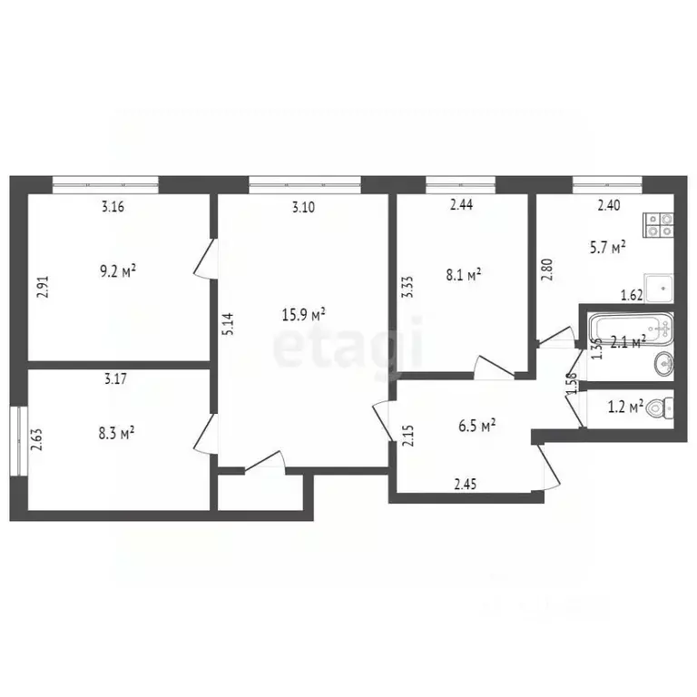 4-к кв. Архангельская область, Коряжма Советская ул., 4 (57.8 м) - Фото 1