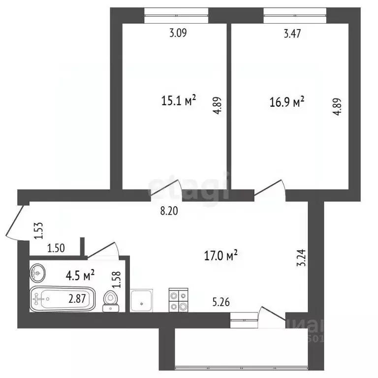 2-к кв. Самарская область, Самара Демократическая ул., 146А (57.8 м) - Фото 2