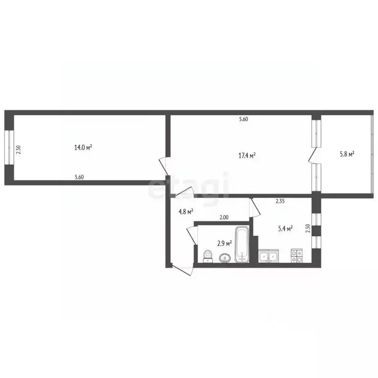 2-к кв. Крым, Ялта ул. Весенняя, 9 (50.3 м) - Фото 2