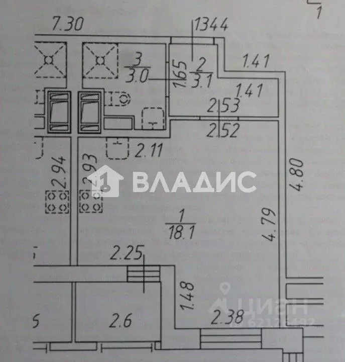 Студия Санкт-Петербург ул. Тосина, 6 (24.2 м) - Фото 2
