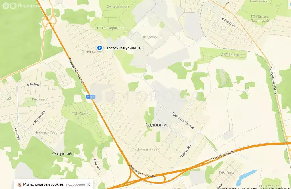 Участок в посёлок Садовый, Цветочная улица, 15 (4.9 м) - Фото 1