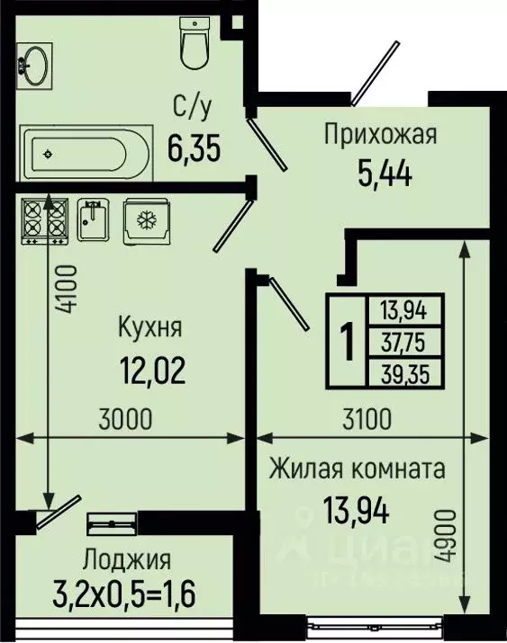 1-к кв. Краснодарский край, Туапсинский муниципальный округ, с. Небуг ... - Фото 0