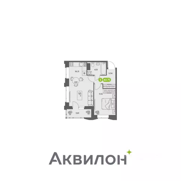 1-к кв. Архангельская область, Архангельск АКвартал жилой комплекс ... - Фото 1