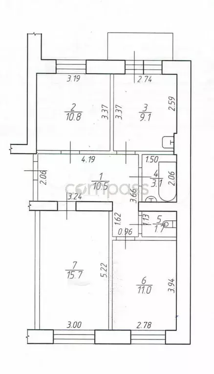 3-к. квартира, 62 м, 1/5 эт. - Фото 0