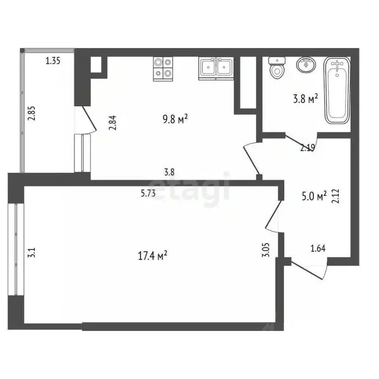 1-к кв. Севастополь ул. Челнокова, 12/6 (37.2 м) - Фото 1
