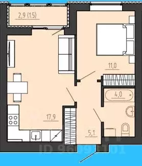 1-к кв. Калининградская область, Калининград ул. Генерала Толстикова ... - Фото 1