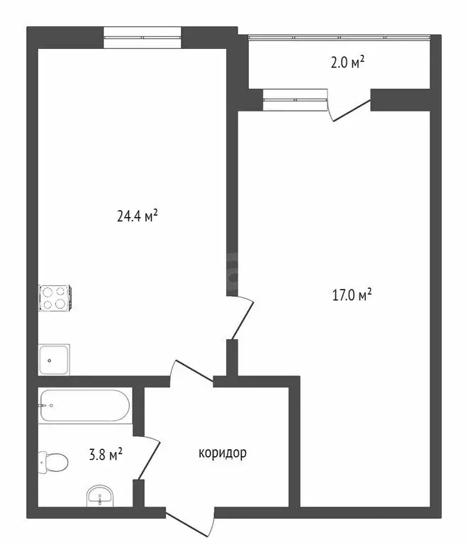 1-комнатная квартира: Тюмень, Комбинатская улица, 54к2 (45.2 м) - Фото 1