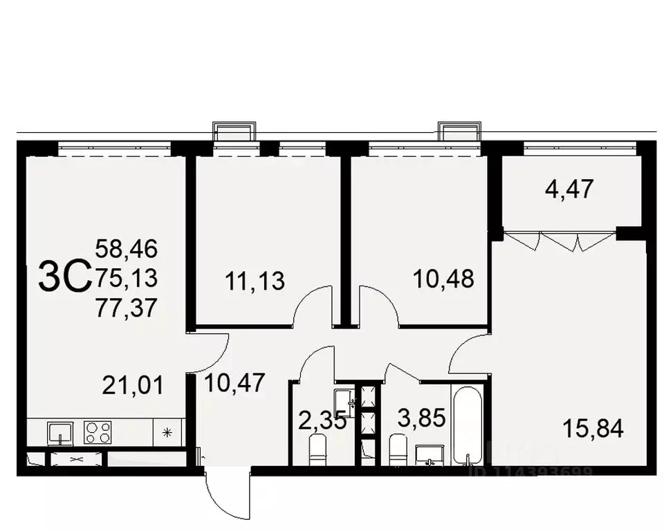3-к кв. Тульская область, Тула ул. Федора Смирнова, 2 (77.37 м) - Фото 0