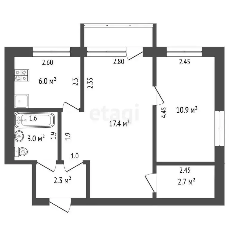 2-комнатная квартира: Мценск, 1-й микрорайон, 18 (43 м) - Фото 1
