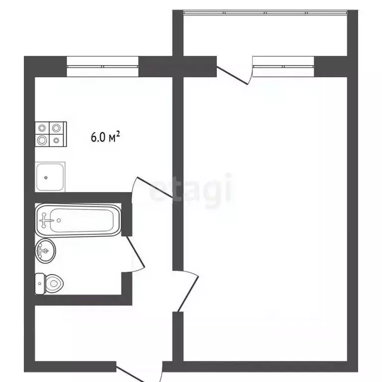 1-к кв. Саратовская область, Балашов ул. Гагарина, 152 (30.4 м) - Фото 2