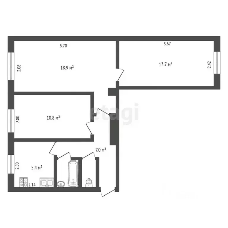 3-к кв. Калужская область, Малоярославецкий муниципальный округ, ... - Фото 2