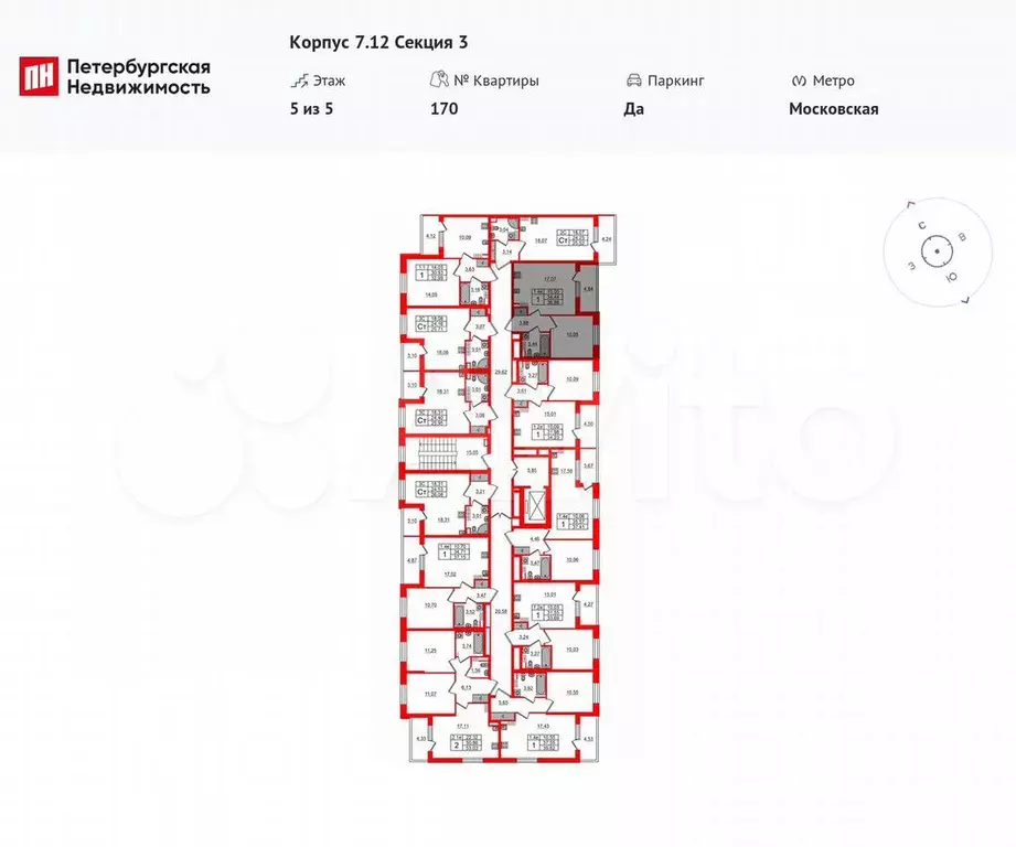 1-к. квартира, 34,4 м, 5/5 эт. - Фото 0