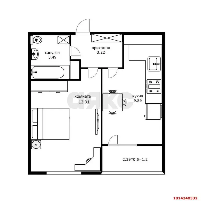 1-комнатная квартира: Краснодар, Воронежская улица, 47/14 (31.4 м) - Фото 0