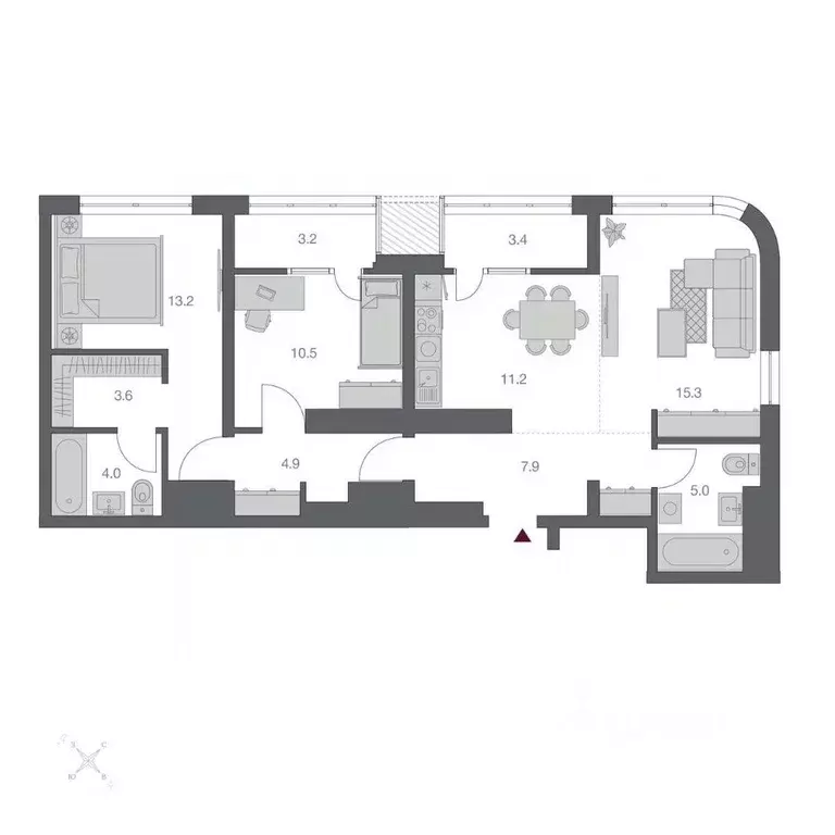3-к кв. Новосибирская область, Новосибирск Беринг жилой квартал,  ... - Фото 1