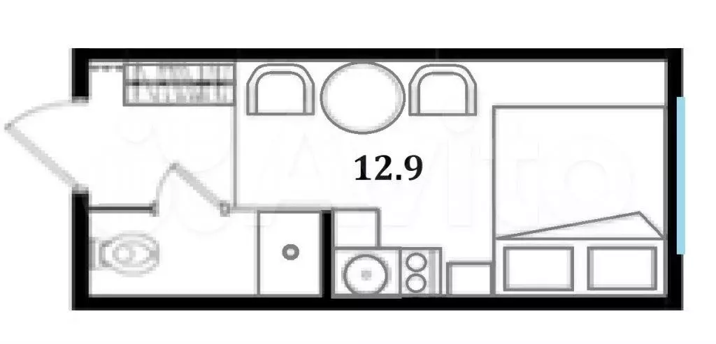Апартаменты-студия, 12,9 м, 1/4 эт. - Фото 0