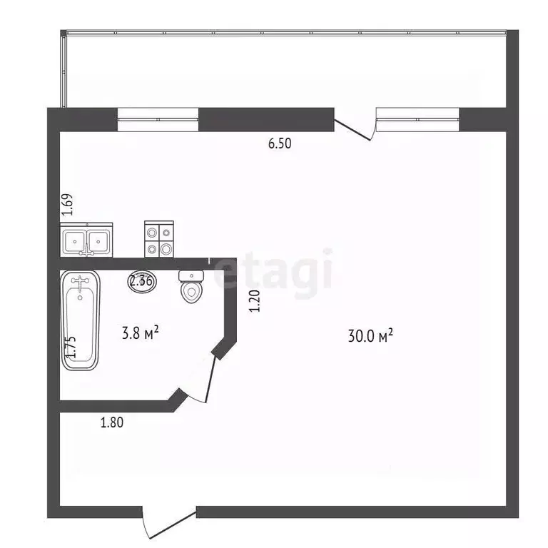 Студия Крым, Феодосия ул. Габрусева, 2 (33.8 м) - Фото 2