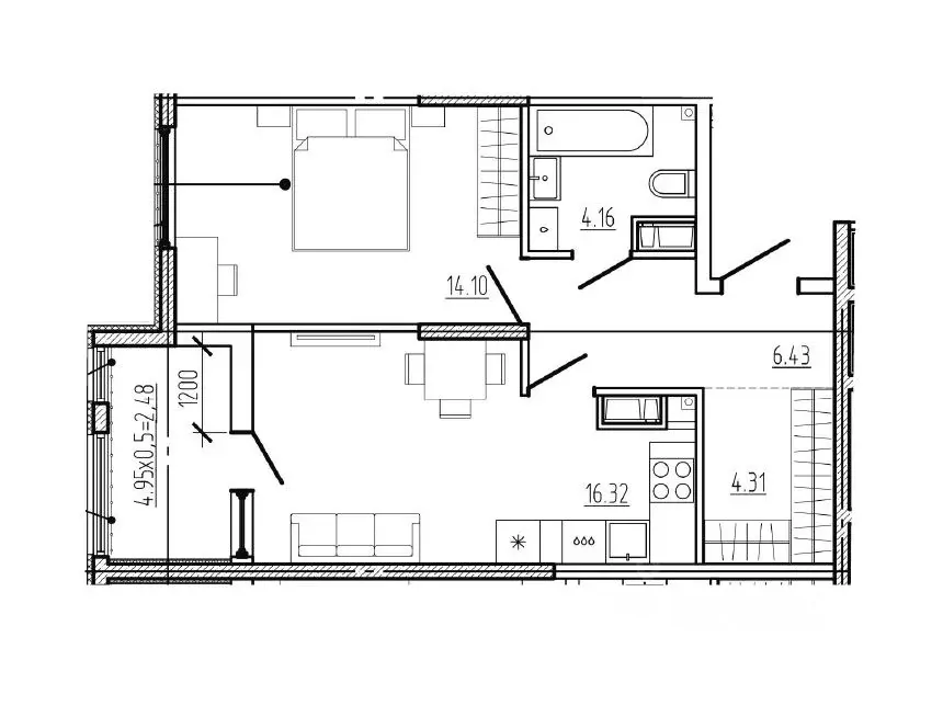 1-к кв. Краснодарский край, Новороссийск Моренуар жилой комплекс (47.8 ... - Фото 1