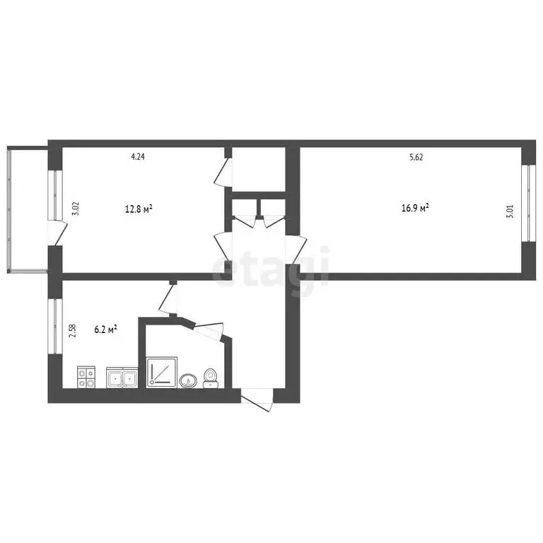 2-комнатная квартира: Томск, Тверская улица, 92 (47.5 м) - Фото 1
