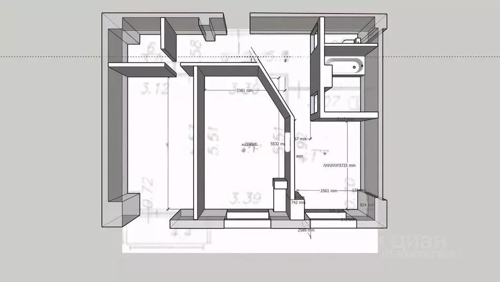Квартира, 2 комнаты, 66.59 м - Фото 2