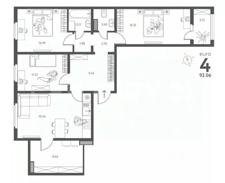 3-к кв. Липецкая область, Липецк ул. Перова, 2Г (92.06 м) - Фото 1