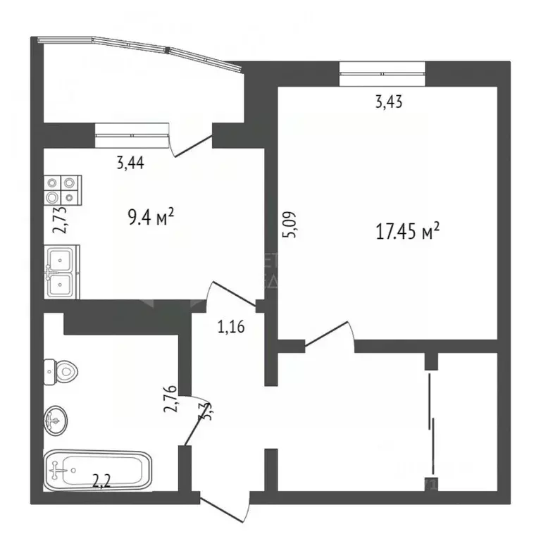 1-к кв. Тюменская область, Тюмень Широтная ул., 170к4 (43.6 м) - Фото 1