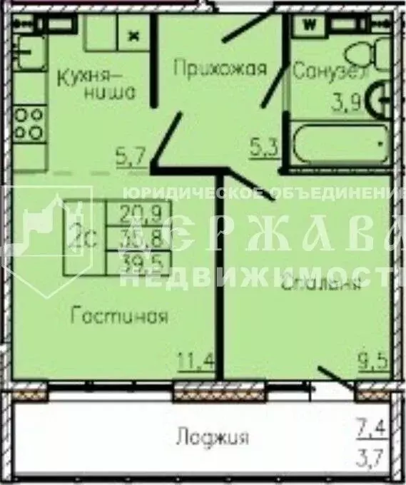 1-к кв. Кемеровская область, Кемерово ул. 1-я Заречная, 11 (34.0 м) - Фото 1