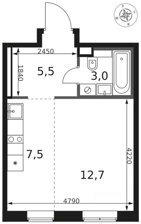 Студия Московская область, Химки Клязьма-Старбеево мкр, Международный ... - Фото 1