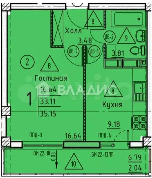 1-к. квартира, 35,2 м, 10/20 эт. - Фото 0