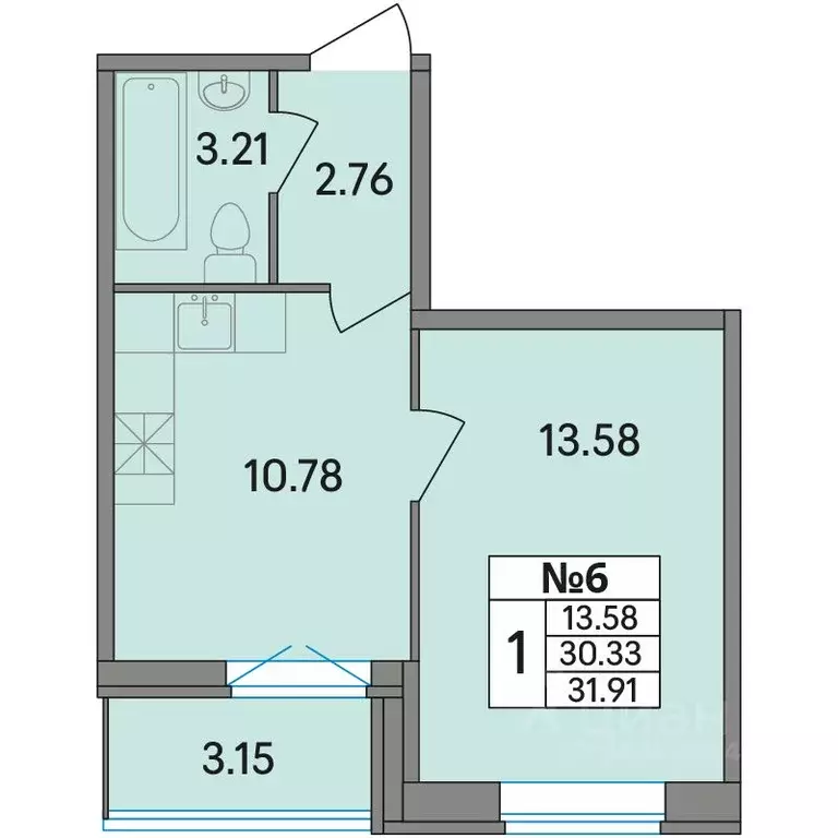 1-к кв. Ленинградская область, Всеволожский район, Агалатовское с/пос, ... - Фото 1