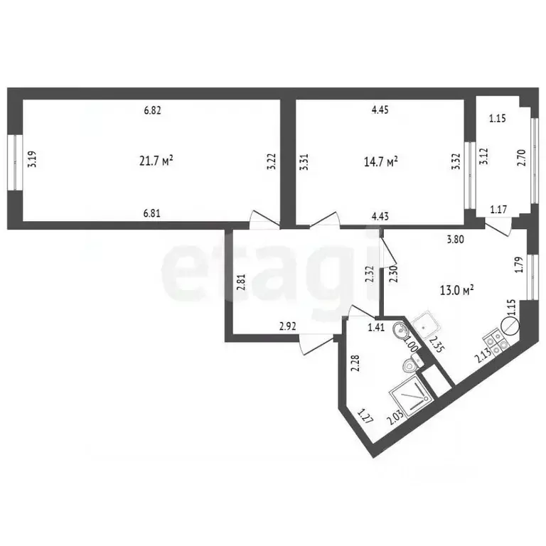 2-к кв. Севастополь ул. Павла Корчагина, 19Бк2 (64.8 м) - Фото 2