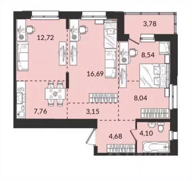 3-к кв. Иркутская область, Иркутск ул. Ивана Кочубея, 2/4 (56.0 м) - Фото 2