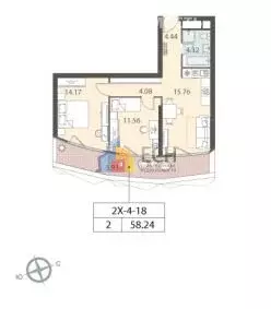 2-комнатная квартира: Москва, бульвар Братьев Весниных, 1 (59.3 м) - Фото 0