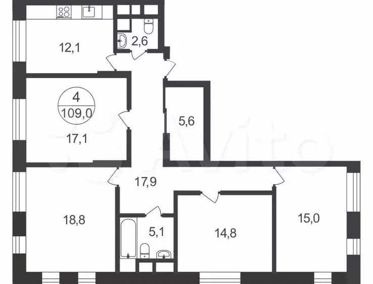 Продаётся 4-к квартира, 108.9 м - Фото 0