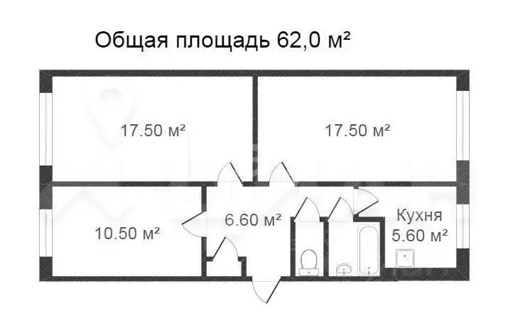 3-к кв. Новосибирская область, Новосибирск ул. Челюскинцев, 6 (64.0 м) - Фото 2