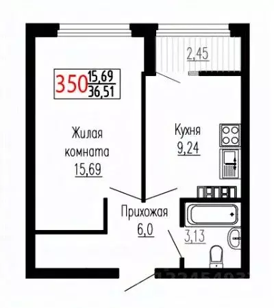 1-к кв. Свердловская область, Екатеринбург ул. Лыжников, 3 (36.7 м) - Фото 0