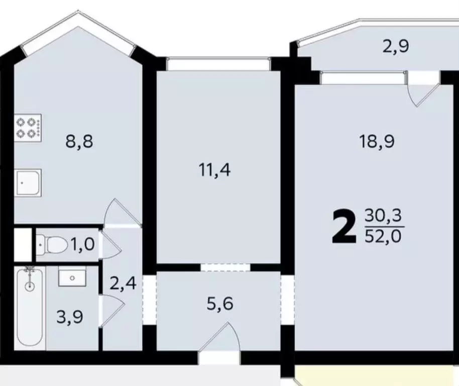 2-комнатная квартира: Москва, улица Борисовские Пруды, 21к2 (52 м) - Фото 1