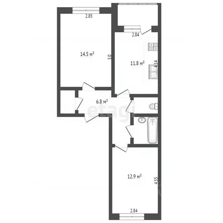 2-к кв. Татарстан, Набережные Челны бул. Автомобилестроителей, 12 ... - Фото 1